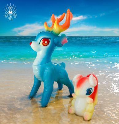 Forest Friends - Solid Blue Deer and Squirrel Set Designer Art Toy Genkosha