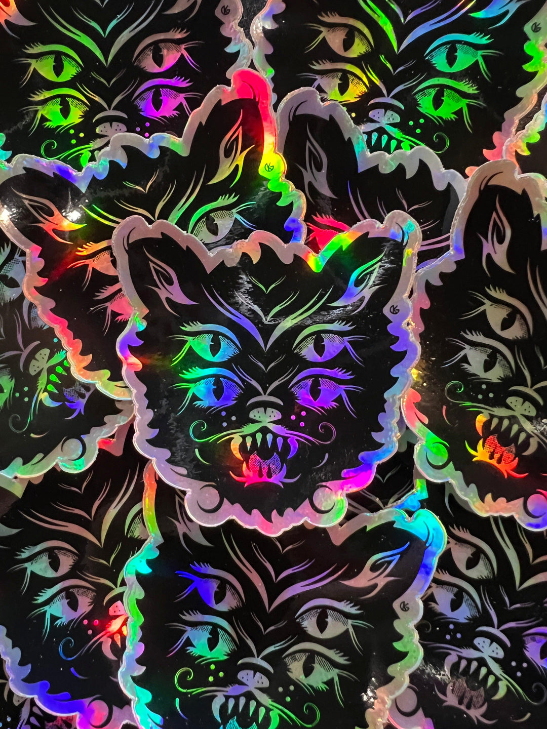 Four Eyed Feline Holographic Sticker Sticker Risotopia