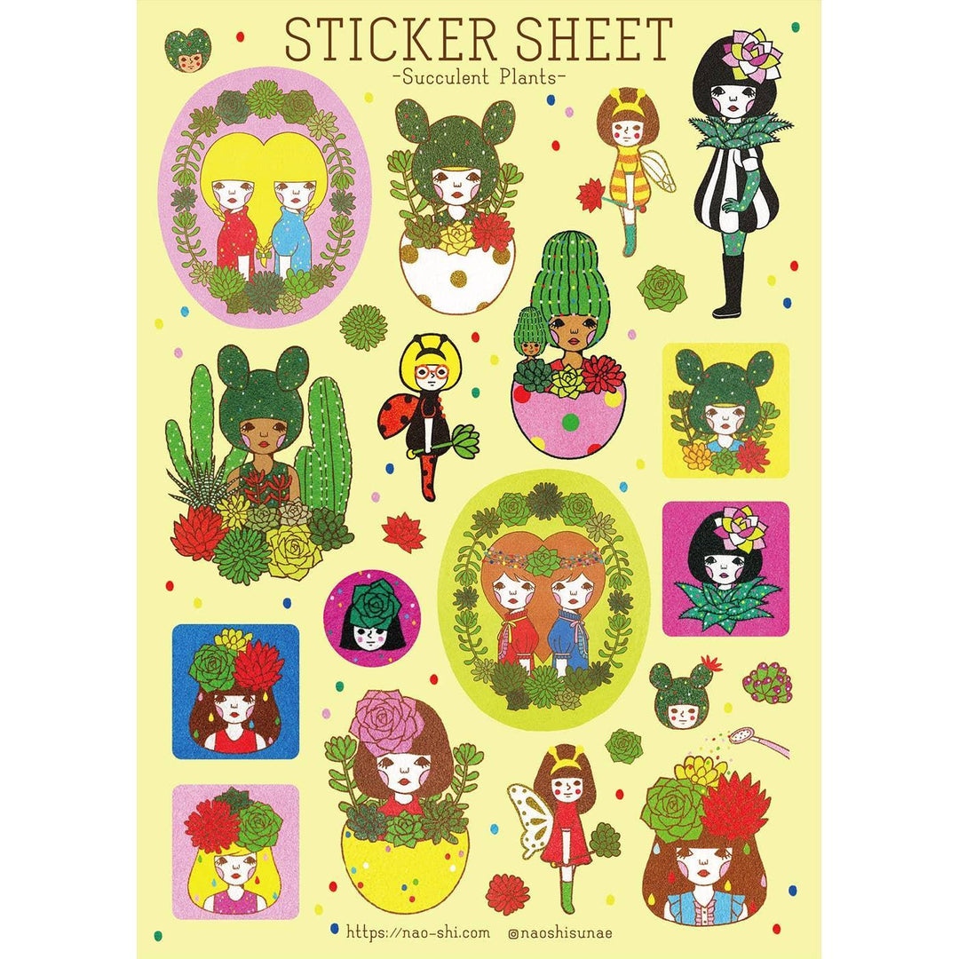 Succulent Plants Sticker Sheet by Naoshi Stickers Naoshi
