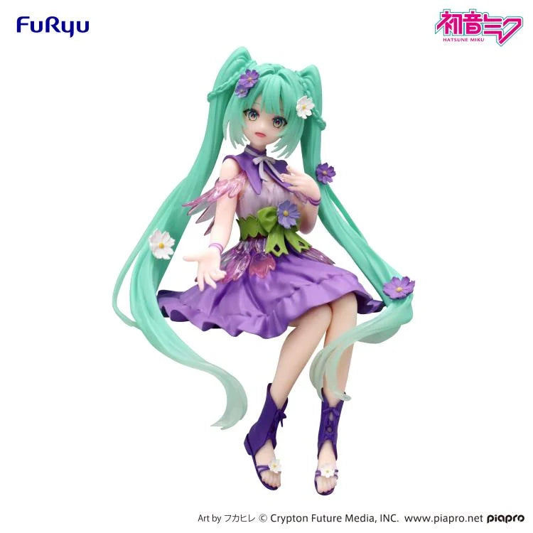 Hatsune Miku Noodle Stopper Figure Flower Fairy Cosmos Purple Color Ver. Art toy FuRyu