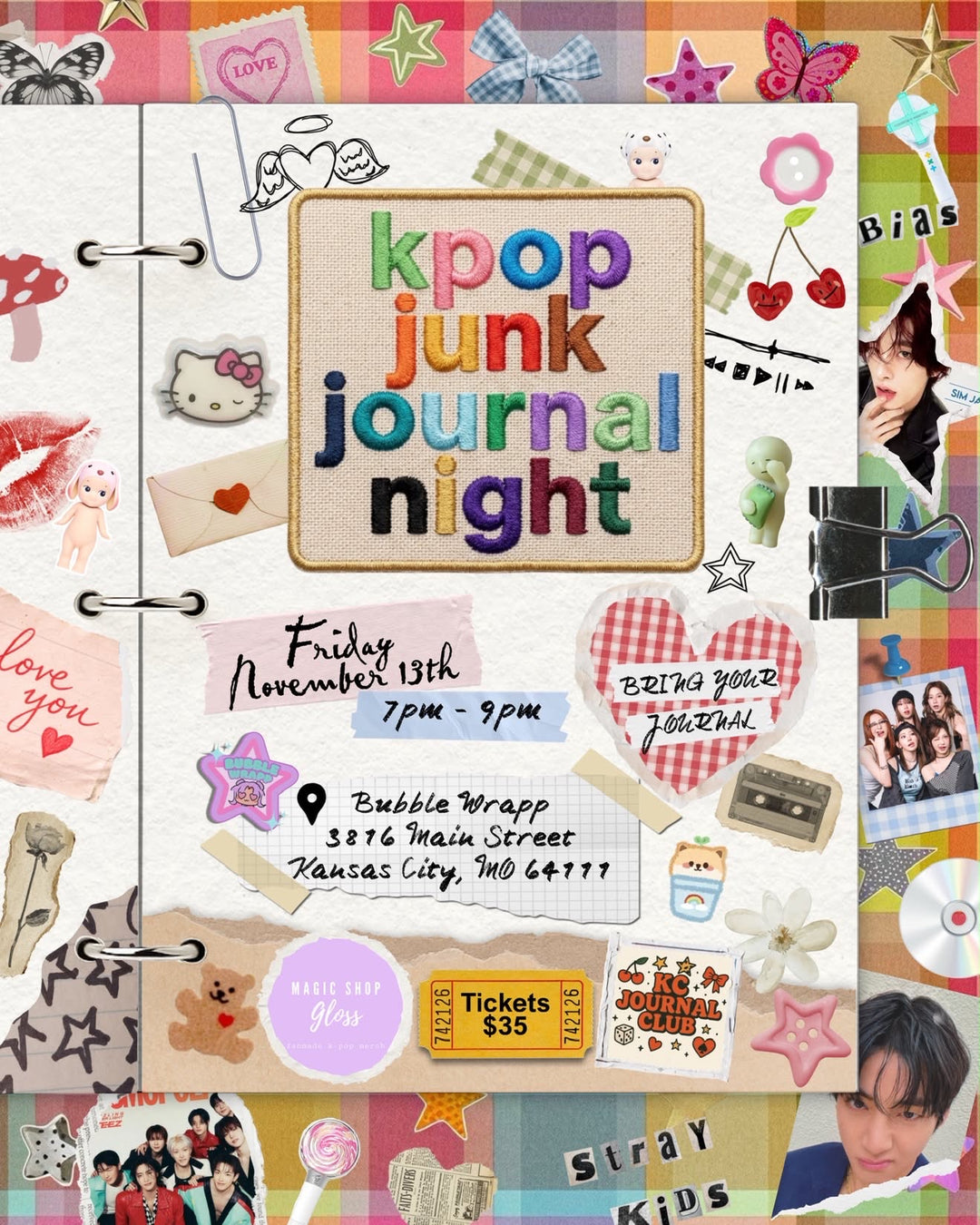 Kpop Junk Journal Night Tickets Bubble Wrapp