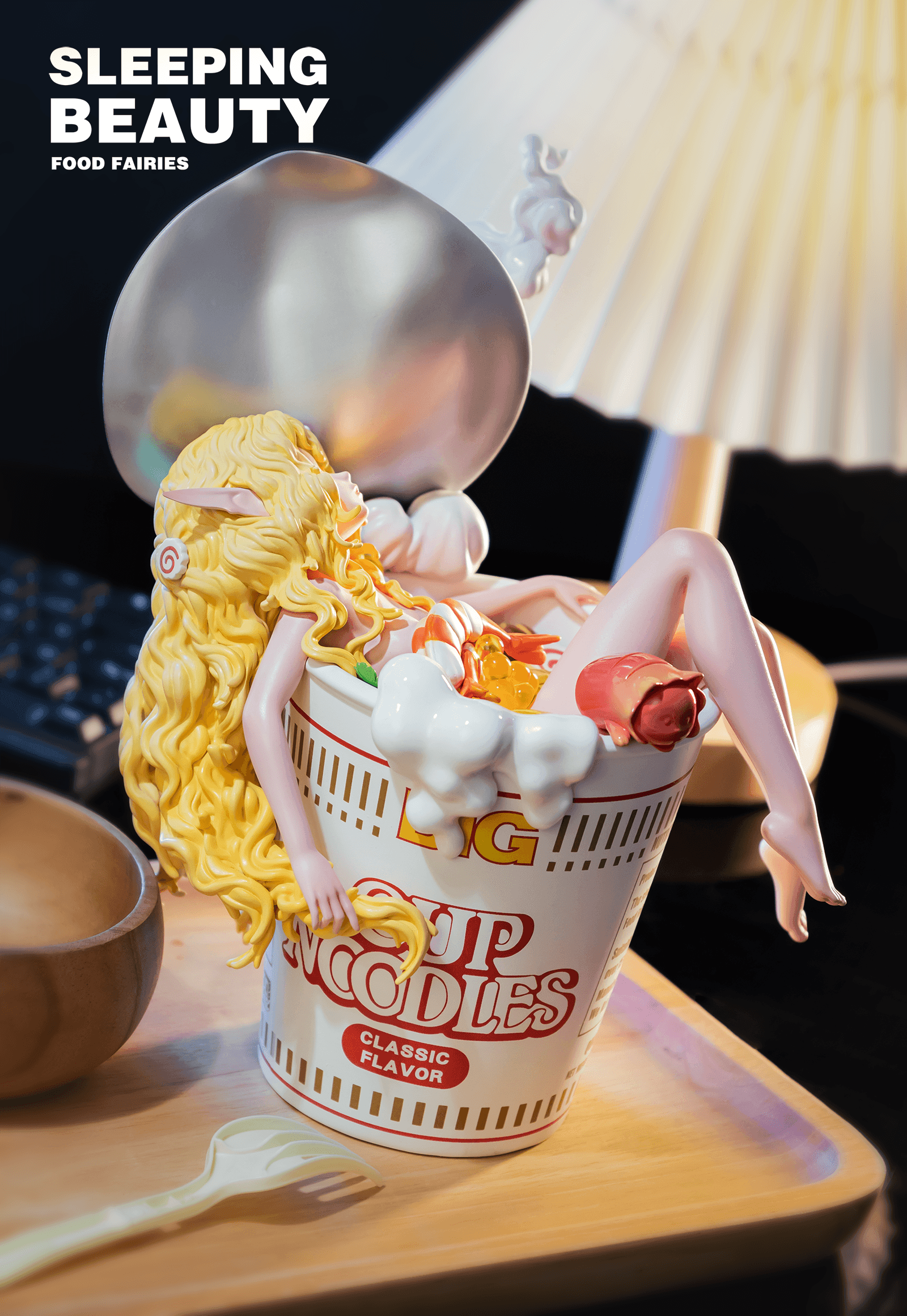 The sleeping Beauty - Food Fairies - Yellow Designer Art Toy SANK TOYS