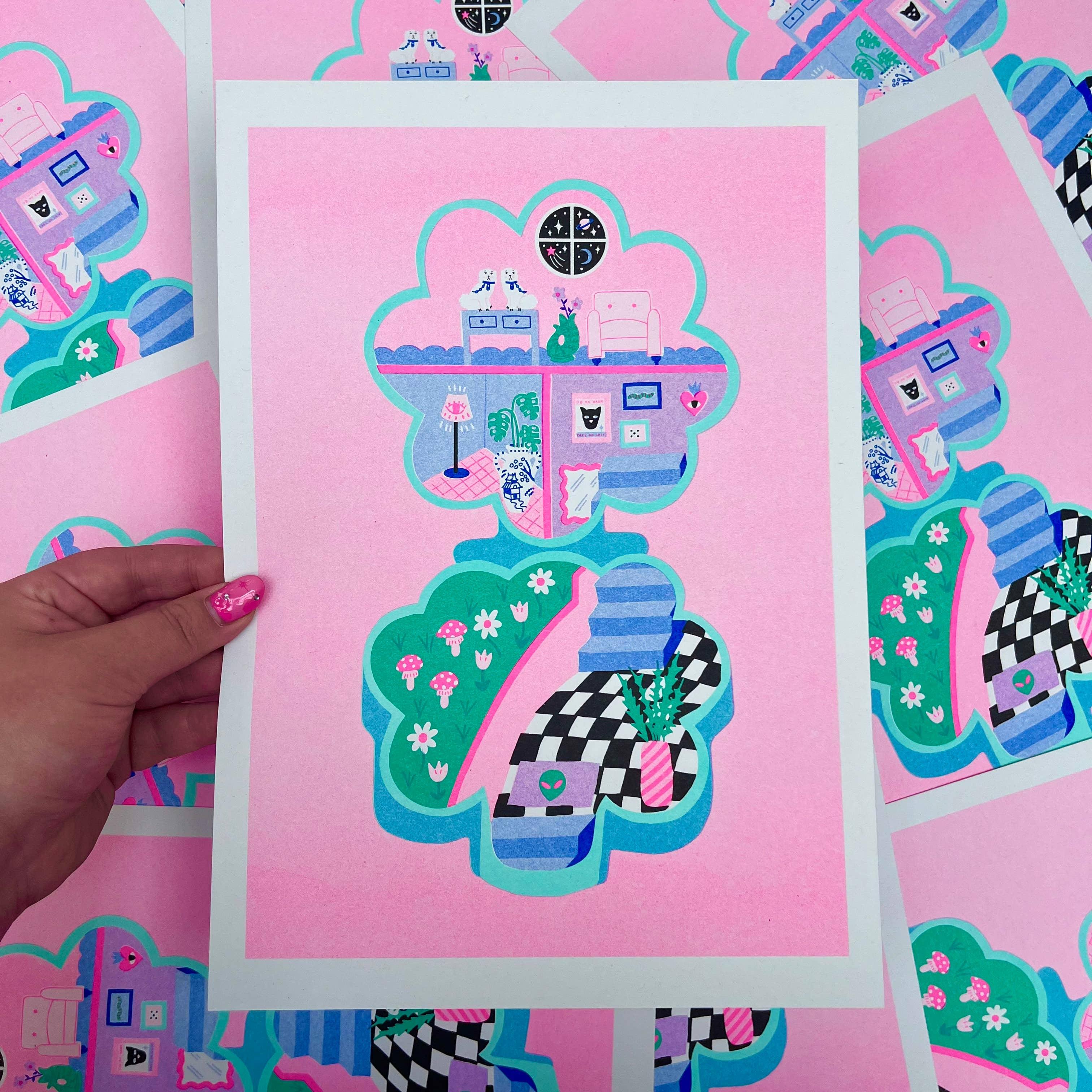 Polly Pocket A4 Risograph Print Print Amy Hastings