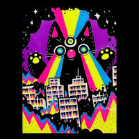 Blacklight Kaiju Cat Poster Print by PinkGabberCat - Bubble Wrapp Toys