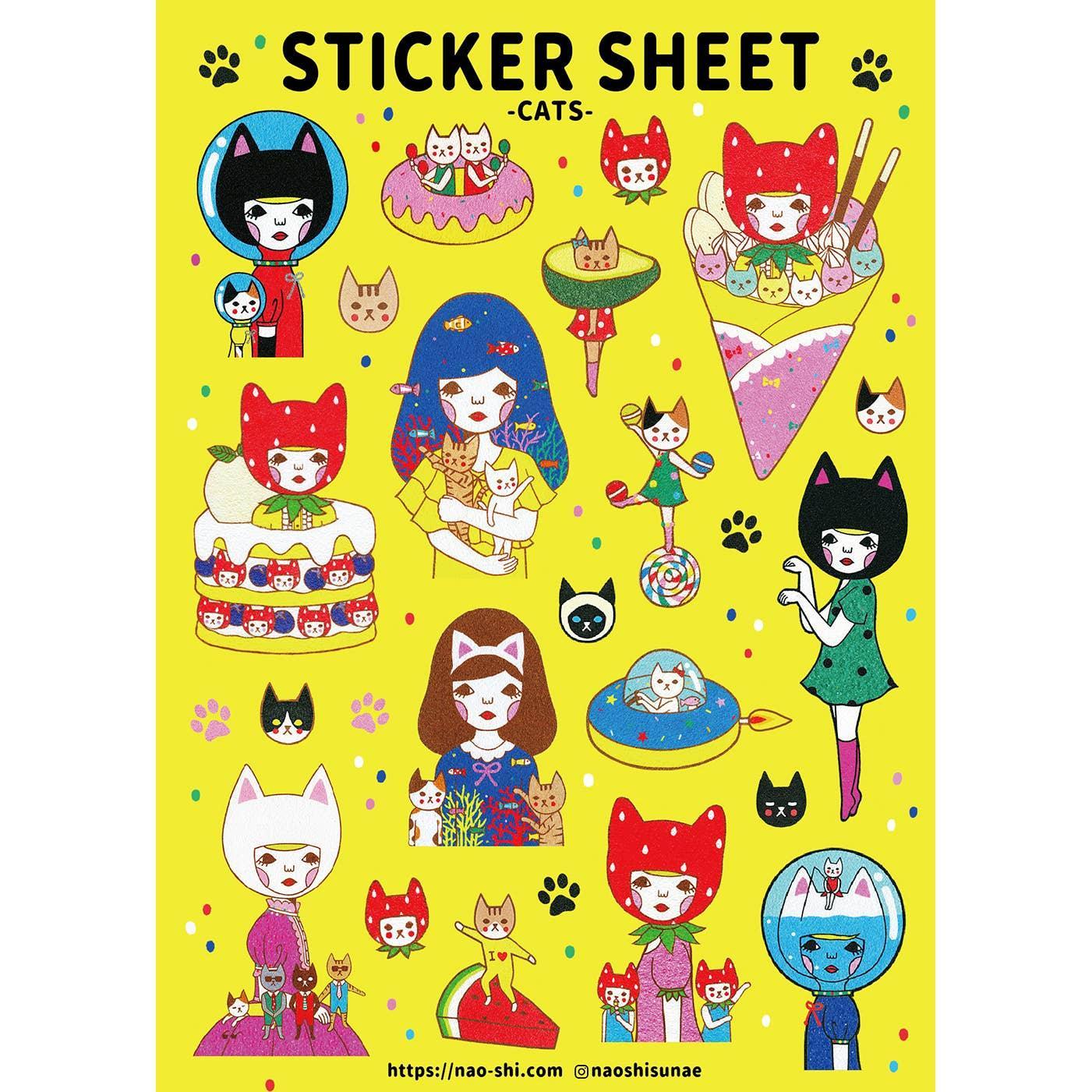 Cats Sticker Sheet by Naoshi Stickers Naoshi