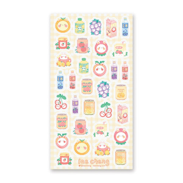 Fruity Drinks Sticker Sheet - Bubble Wrapp Toys