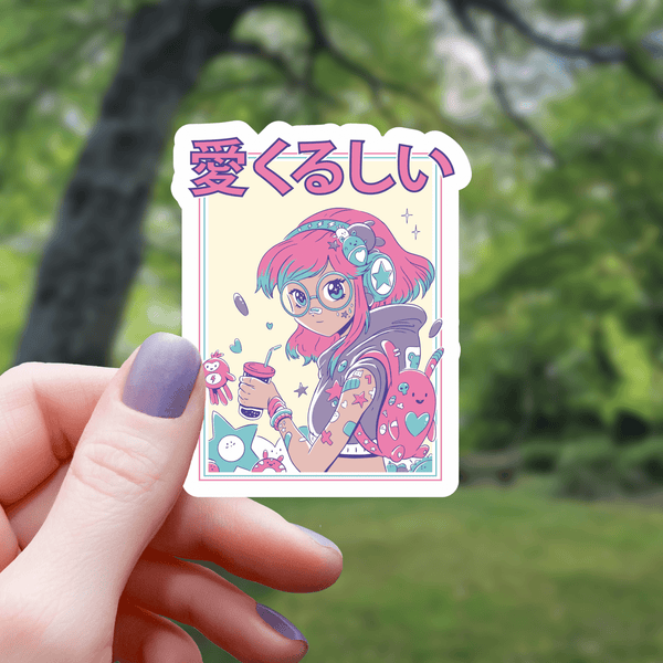 Glasses Anime Girl Candycore Sticker - 3" - Bubble Wrapp Toys