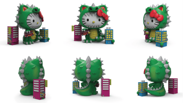 Hello Kitty Kaiju Cosplay 8" Art Figure - Metallic Green by Kidrobot x Sanrio - Bubble Wrapp Toys