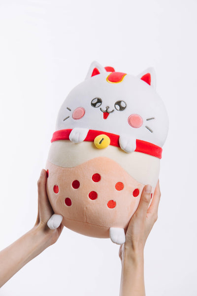Pearl, the peach lucky cat plush - Bubble Wrapp Toys