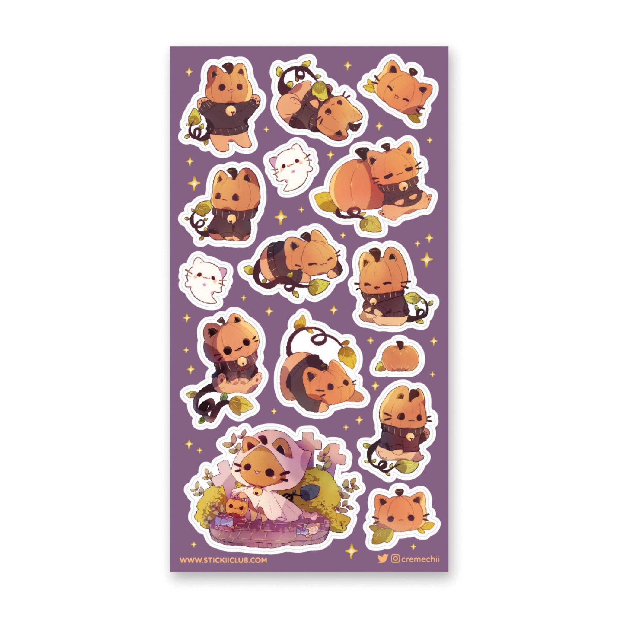 Pumpkin Kitties Sticker Sheet STICKII