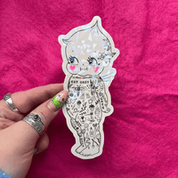 Tattooed Kewpie Cracked Ice Jumbo Sticker - Bubble Wrapp Toys